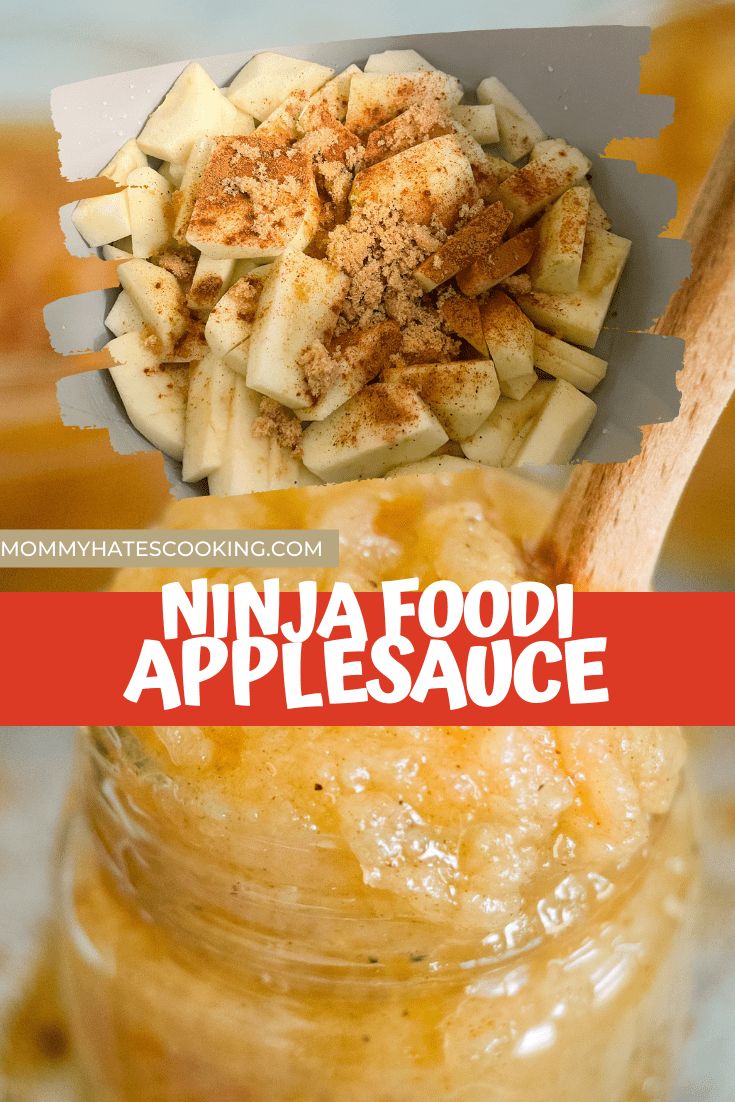 there is a jar filled with food and the words ninja food apple sauce