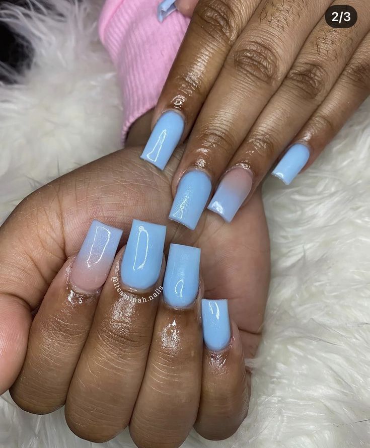 Short Acrylic Nails Blue Design, Light Blue Nails Black Women, Nails Baby Blue, Toes Ideas, Baby Blue Acrylic Nails, Future Nails, Blue And White Nails, Yellow Nails Design, Girly Acrylic