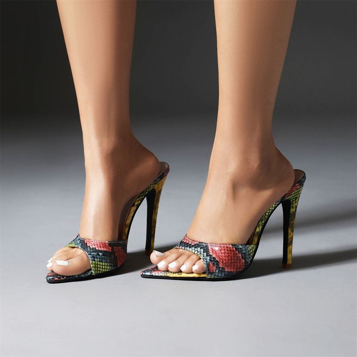 Shop Multicolor Snake Printed Open Toe Stiletto Heel Mule Sandals color Multicolor for Anniversary, Date, Going out, Hanging out with worldwide Free shipping & Free return. Multicolor Round Toe Sandals, Fitted Multicolor Sandals With Round Toe, Fitted Multicolor Round Toe Sandals, Multicolor Pointed Toe Sandals For Summer, Chic Multicolor Pointed Toe Sandals, Multicolor Open Toe Heels, Colorful Pointed Toe Heels For Summer, Multicolor Fitted Open Toe Heels, Colorful Open Toe Sandals For Party