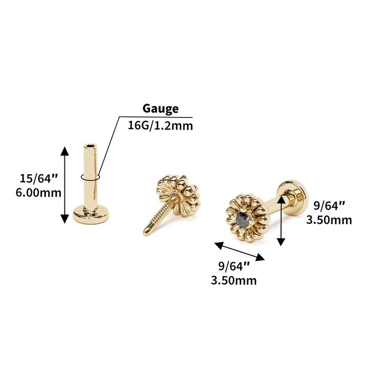 A beautiful flat back stud earring to add to your cartilage. With an abstract floral design, this unique stud is crafted from 14k solid gold and prong set with a round-cut black diamond totaling 0.01 carats. It's minimalist and totally chic. You'll love wearing it!The threaded screw pin earring post is easy to insert and remove, and the flat back makes it comfortable to wear. Our screw pin flat back earring studs are made of solid 14k gold and are hypoallergenic and nickel free.Materials:• 14k s Gold Internally Threaded Elegant Nose Studs, Internally Threaded Round Yellow Gold Nose Studs, Elegant Nose Studs With Prong Setting As Gift, Internally Threaded Yellow Gold Nose Studs, Elegant Prong Setting Nose Studs As Gift, Elegant Round Screw Back Piercings, Elegant Yellow Gold Piercings With Screw Back, Elegant Round Piercings With Screw Back, Elegant Internally Threaded Yellow Gold Nose Studs