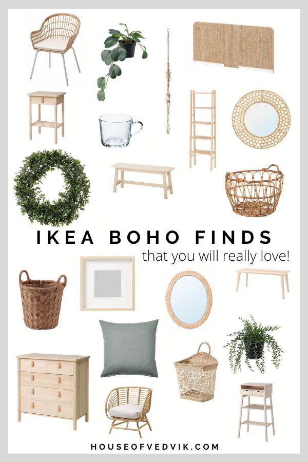 the ikea boho finds list is filled with furniture, decor and other items