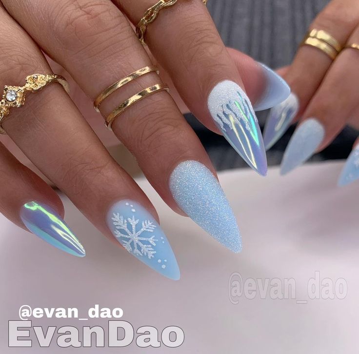 Nail Inspiration Stilleto, January Acrylic Nail Ideas, Snow Nails, Winter Nails Acrylic, Her Nails, Festival Nails, Xmas Nails, Christmas Nail Designs, Christmas Nail