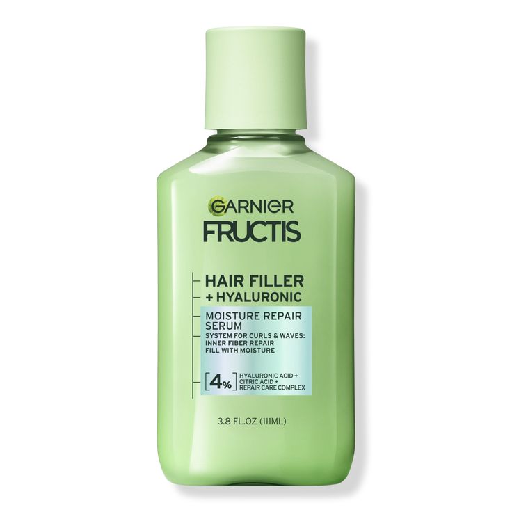 Fructis Hair Filler Moisture Repair Serum Treatment - FILLERS CURL OIL TREATMENT 3.75OZBenefitsGarnier Frutis sulfate-free Hair Filler Hyaluronic serum, formulated with Hyaluronic Acid, Citric Acid, Repair Care Complex, fills hair with moisture for curly, wavy hairLocks in up to 15X more moisture with up to 100 HR frizz control with use of Inner Fiber Repair Treatment and Moisture Repair Shampoo, Conditioner, and Serum vs. non-conditioning shampooFormulated without sulfates, parabens, phthalates Hair Filler, Garnier Fructis, Hyaluronic Serum, Oil Treatments, Frizz Control, Vacation Cruise, Cruise Travel, Citric Acid, Shampoo Conditioner