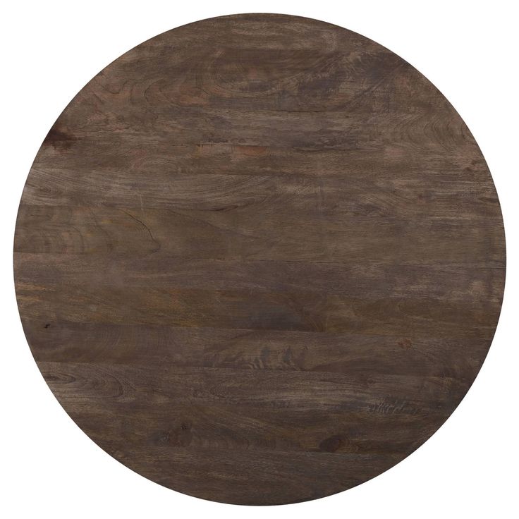 a round wooden table top that is made out of wood and has a dark stain on it