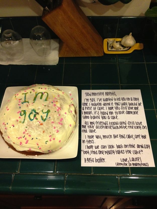 a birthday cake with writing on it sitting on a counter