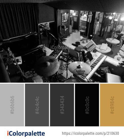 an image of a music studio with color palettes for the colors in black and white