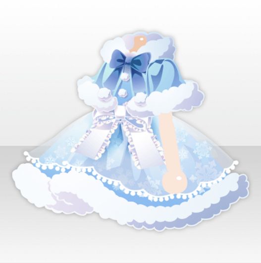 a paper cut out of a baby's blue dress with bows on the back