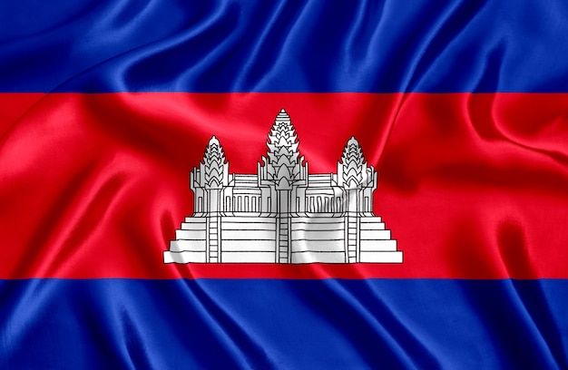 the flag of cambodia waving in the wind