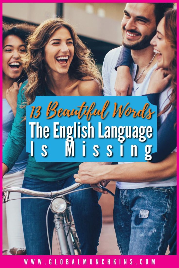 three women and one man are laughing together with the text 13 beautiful words the english language is missing