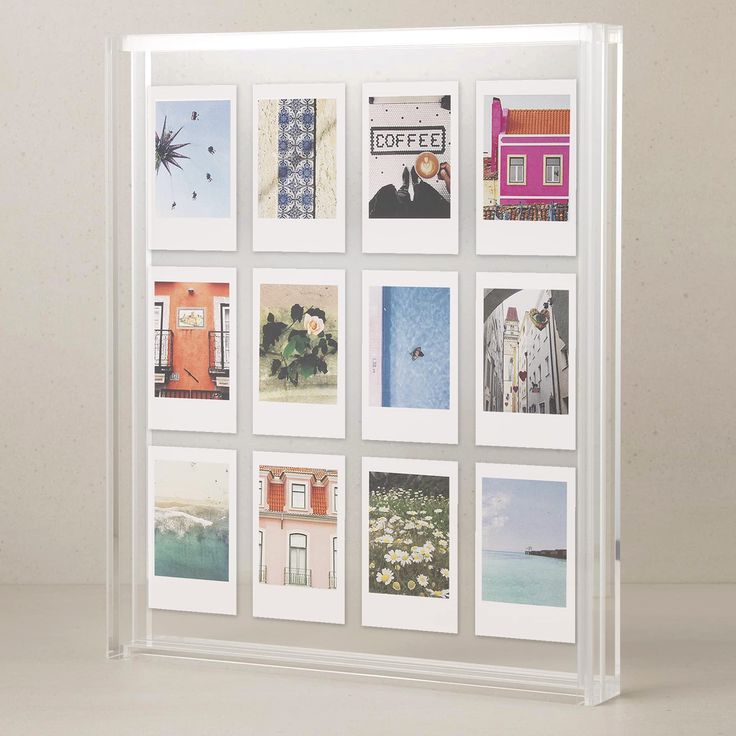 PRICES MAY VARY. Large Acrylic Picture Frame: Our Elil Giant Polaroid Frame is a statement piece for any room. Crafted from high-quality acrylic with double glass, it's perfect for creating stunning photo collages, displaying pressed flowers, or showcasing art. Its floating frame design adds a contemporary and artistic touch to your space. Our DIY Large frame, at 11.81" x 10.24", holds up to 12 Instax Mini films or a combination of Instax Square and Wide films, perfect for large-scale, creative Giant Polaroid Frame, Polaroid Pictures Display, Polaroid Display, Polaroid Picture Frame, Mini Picture Frames, Floating Picture Frames, Acrylic Picture Frames, Wedding Collage, Acrylic Photo Frames