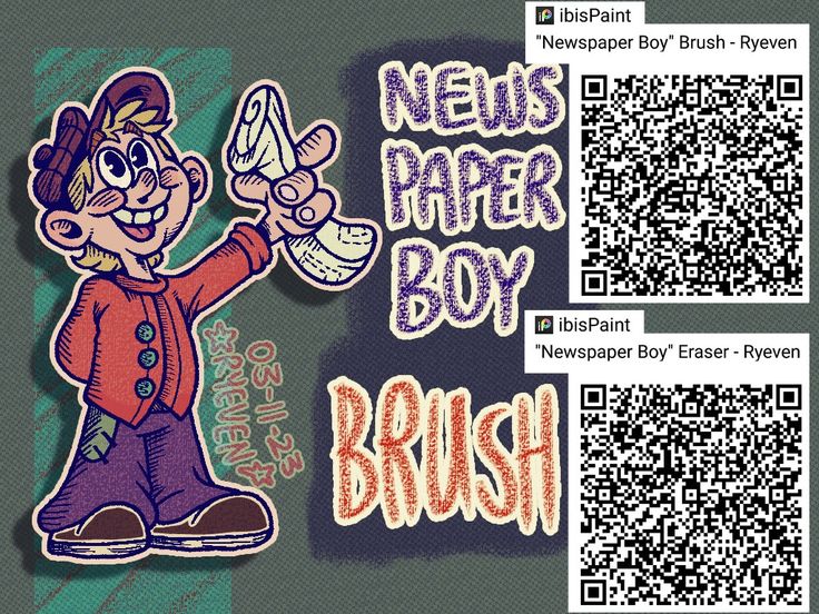 a cartoon character is holding a banana in front of a qr - code that says news paper boy