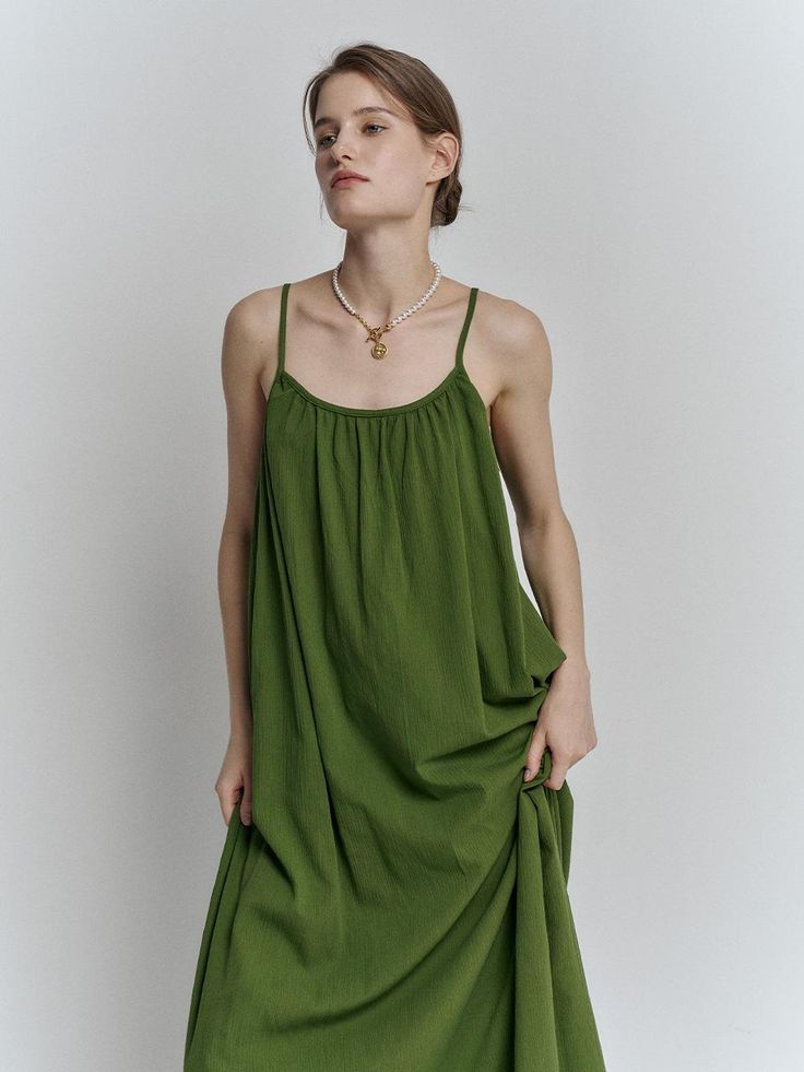 Composition : COTTON 100%Color : GREENCountry of Origin : Republic of Korea Green A-line Midi Dress For Vacation, Spring Green A-line Midi Dress, Green A-line Midi Dress, Green A-line Midi Dress For Spring, Chic Green A-line Maxi Dress, Chic Dark Green Midi Dress For Summer, Light Green Casual Maxi Dress For Spring, Casual Light Green Maxi Dress For Spring, Light Green Maxi Dress For Spring