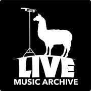 the logo for live music archive with a llama standing on top of a rock