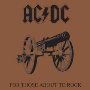 ac / dc for those about to rock album cover with an image of a cannon