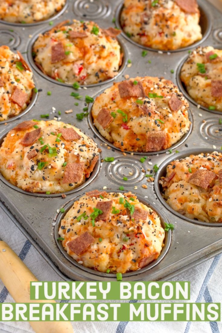 turkey bacon breakfast muffins in a muffin tin