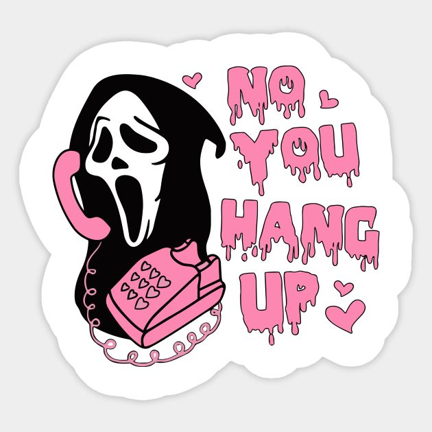 a sticker with the words no you hang up on it and a cartoon character holding a