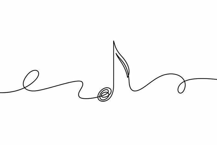 a single line drawing of a musical note