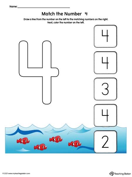 the number 4 worksheet for children to learn how to write and draw numbers