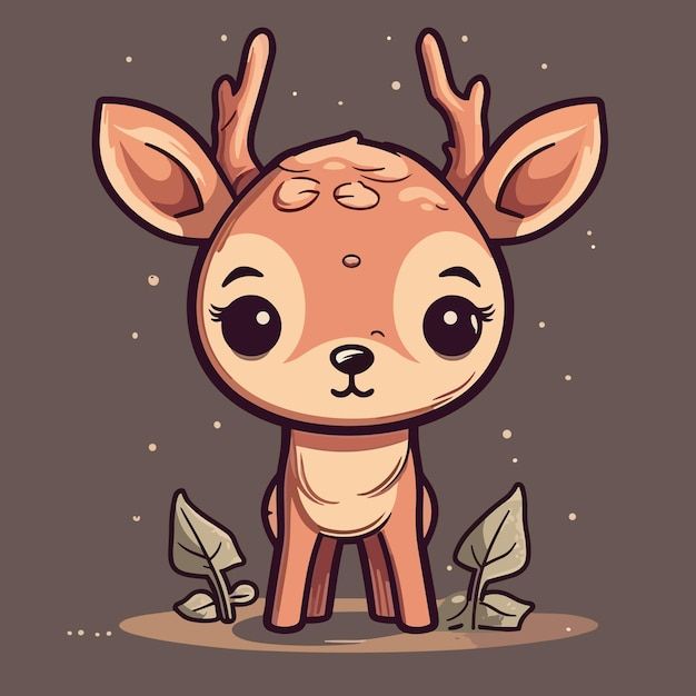 a cartoon deer with big eyes and antlers