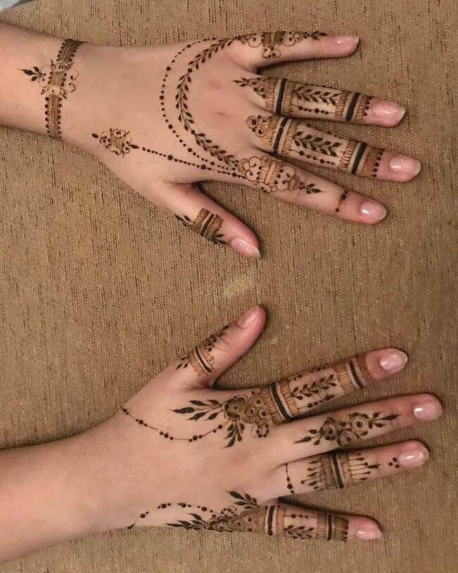 two hands with henna tattoos on them