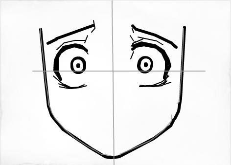 a drawing of a face with eyes drawn on it