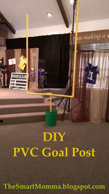 an image of a goal post set up in the middle of a room with stairs