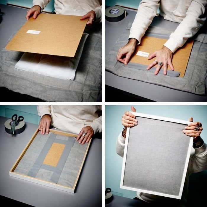 four pictures showing how to make a diy photo frame