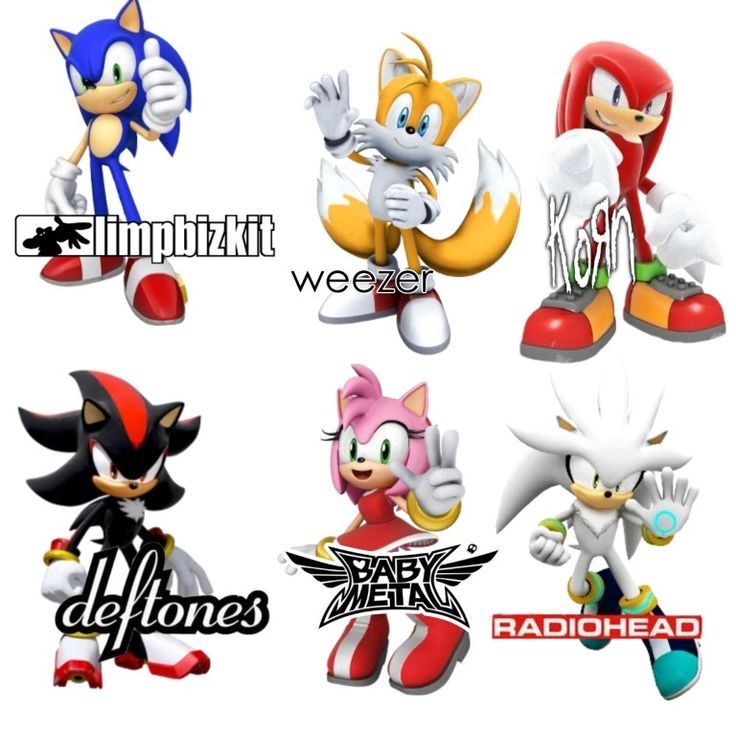 sonic the hedgehog and other cartoon characters