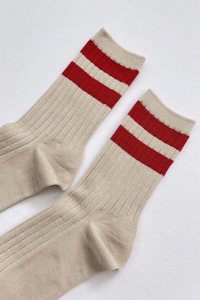 Le Bon Shoppe ribbed her varsity socks | Pipe and Row Seattle Boutique New And Improved, Bold Stripes, Red Stripe, Combed Cotton, Cheerleading, Slipcovers, South Korea, Stripes, Socks