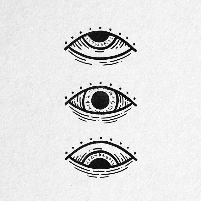 three different types of eyes are shown in black and white