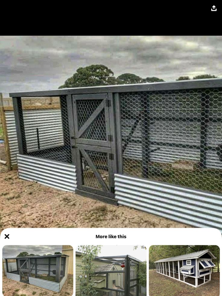 an image of a chicken coop that is made out of metal and has several different sections