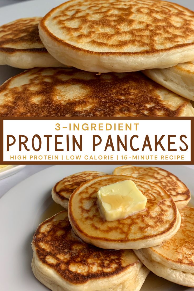 three ingredient protein pancakes with butter on top