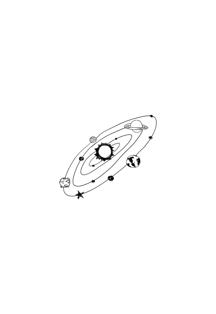 a drawing of an object in the sky with stars and planets on it's side