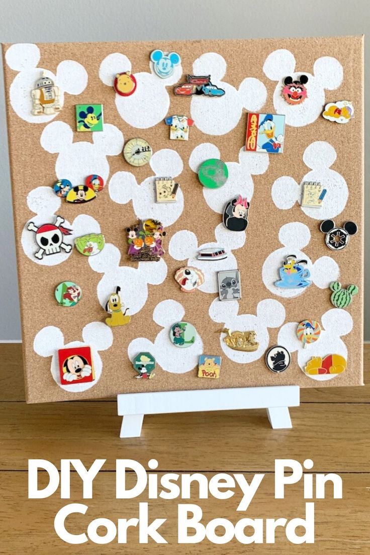 the diy disney pin cork board is on display