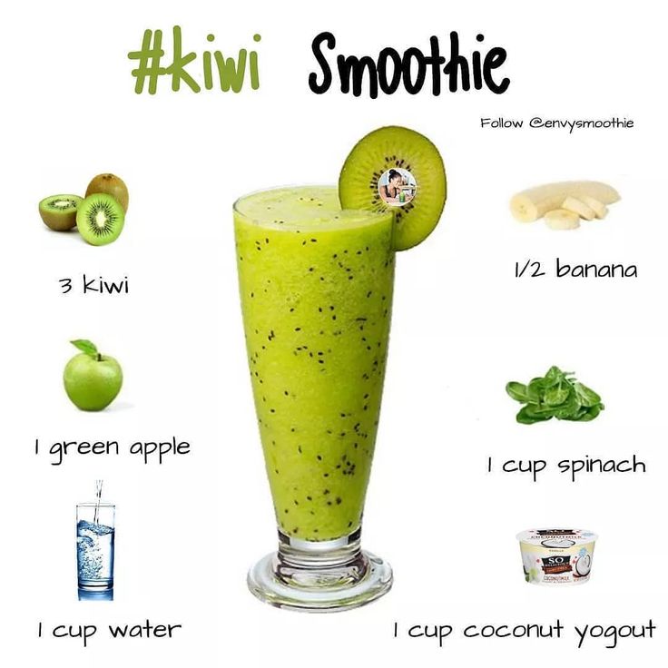 a green smoothie with kiwi and other ingredients