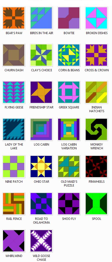 the different types of quilts are shown in this image, and each has their own color