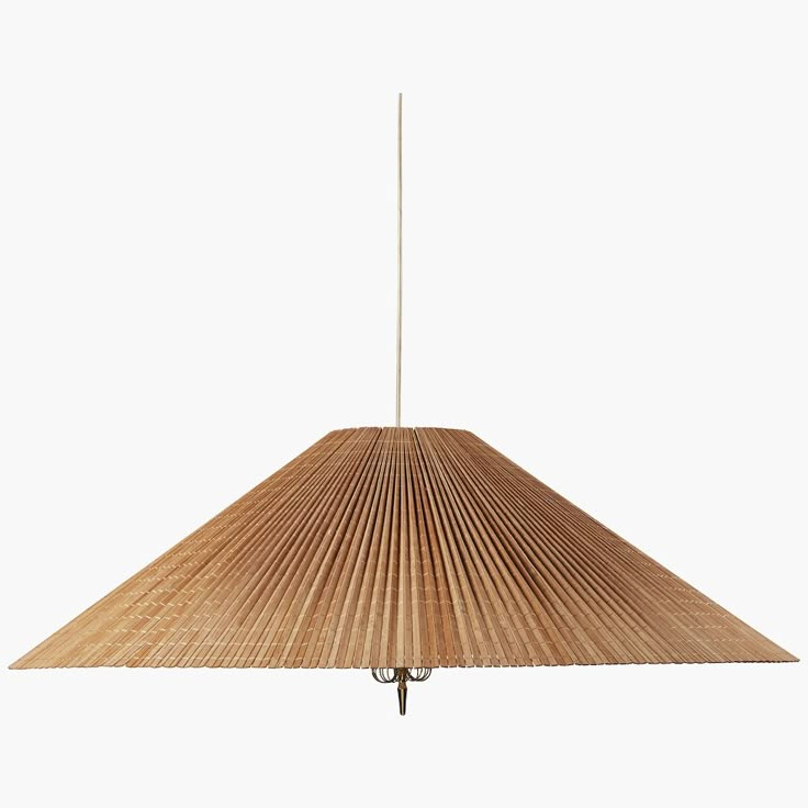 a wooden lamp hanging from the ceiling