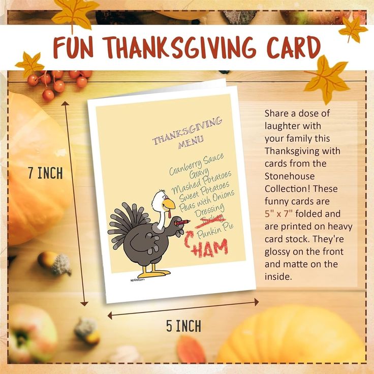 a thanksgiving card with an image of a turkey on it and the words, fun thanksgiving card