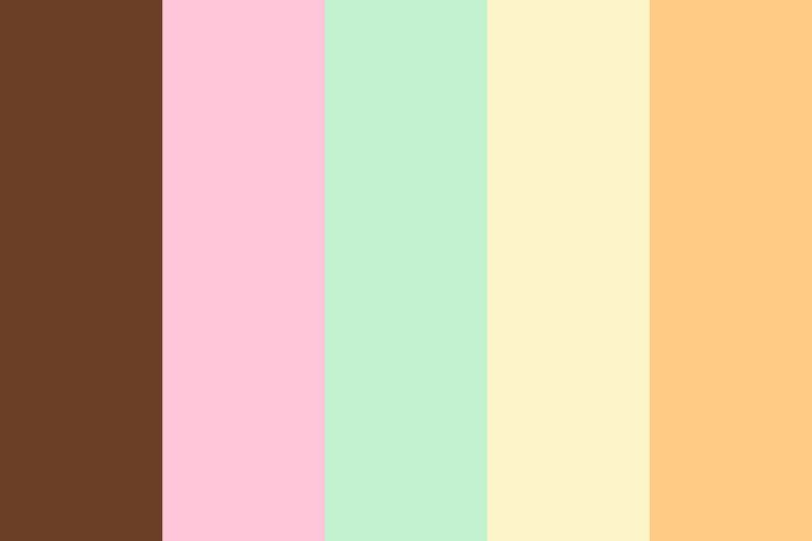 the color palette is brown, pink, and green