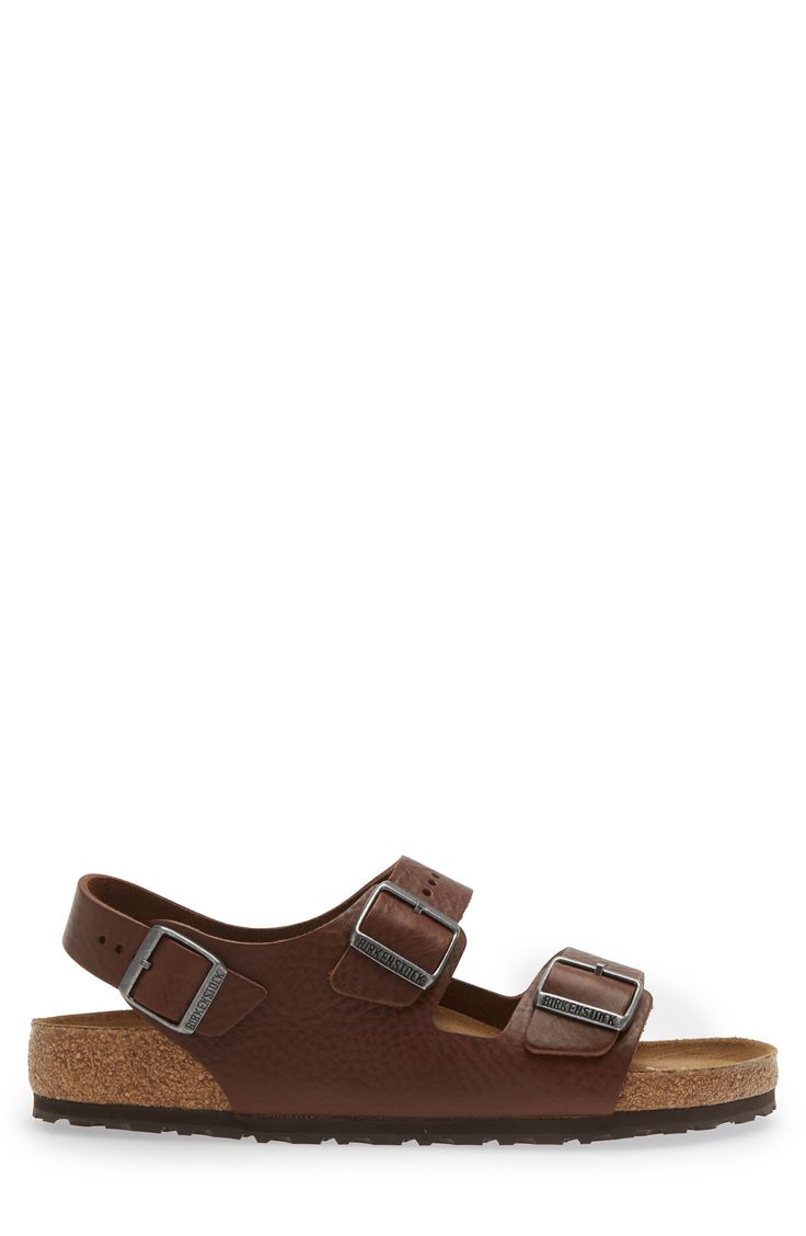 An adjustable strap hugs the heel of a dapper leather walking sandal with a contoured cork footbed providing excellent support and comfort. Contoured footbed with arch support Leather upper and lining/rubber sole Made in Germany Brown Slingback Sandals With Arch Support And Round Toe, Comfortable Leather Slingback Footbed Sandals, Comfortable Brown Footbed Sandals With Adjustable Strap, Casual Brown Slingback Footbed Sandals, Leather Double Strap Slingback Sandals With Textured Footbed, Comfortable Slingback Sandals With Cushioned Footbed, Brown Cork Footbed Sandals With Round Toe, Brown Slingback Footbed Sandals With Leather Footbed, Brown Leather Footbed Slingback Sandals