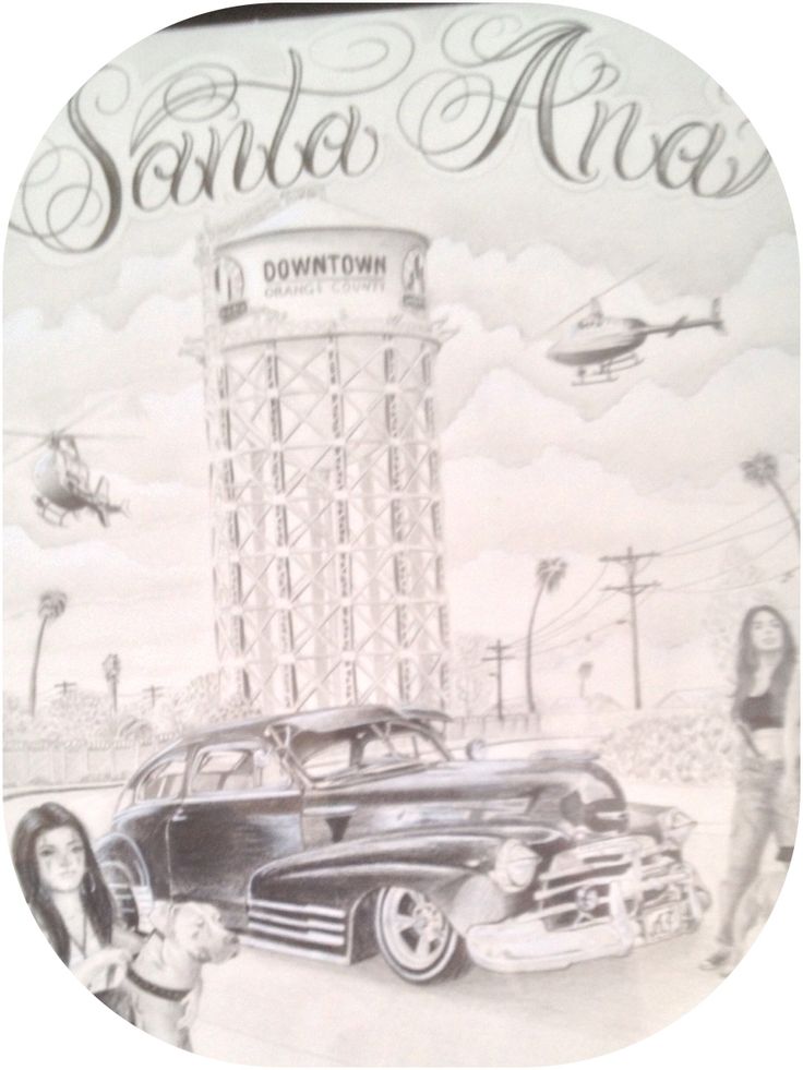 a black and white photo of an old car in front of a tower with people standing around it