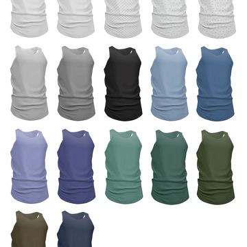 an image of men's sleeveless vests in different colors and sizes on white background