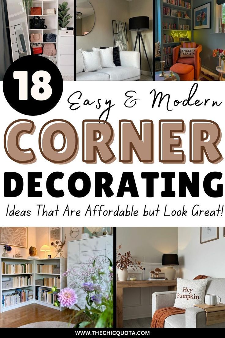 corner decorating ideas Corner Spaces Ideas, Decor For Small Corner Spaces, Corner Space Decorating Ideas, Decorations For Corner Of Living Room, Corner Of Hallway Ideas, Picture Frames In Corner Wall, Corner Wall Decorating Ideas Living Room, How To Fill Corners In Bedroom, Family Room Nook Ideas