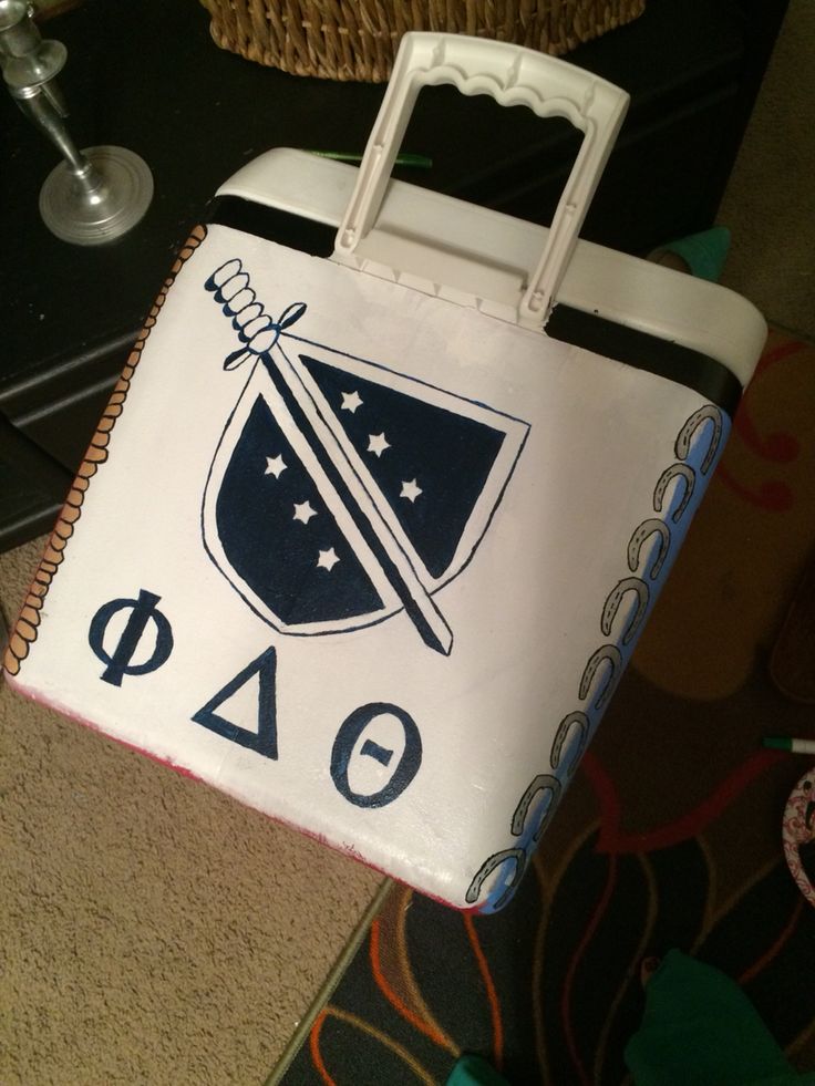 Phi Delt cooler Phi Delta Theta Cooler, Phi Delt Cooler, Mountain Weekend Cooler, Painted Fraternity Coolers, Phi Delt, Nola Cooler, Phi Delta Theta, Formal Cooler Ideas, Fraternity Coolers