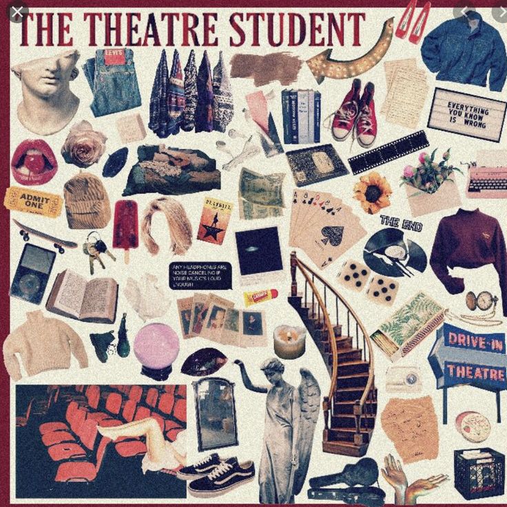 the theatre student poster with many different things on it