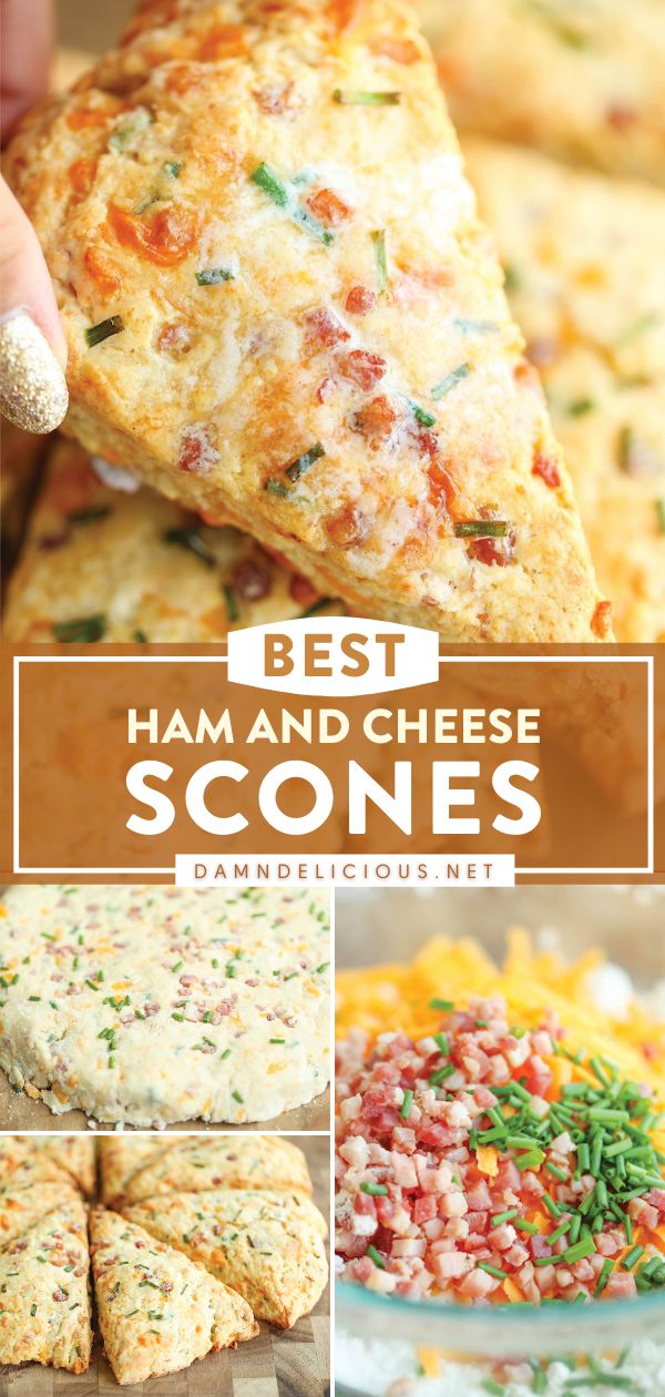 HAM AND CHEESE SCONES Ham And Cheese Scones, Easy Scones, Savory Bread Recipe, Scones Recipe Easy, Homemade Scones, Leftover Ham Recipes, Cheese Scones, Savory Scones, Savory Bread