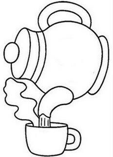 a drawing of a kettle pouring tea into a cup