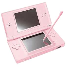 a pink electronic device with a mirror on it