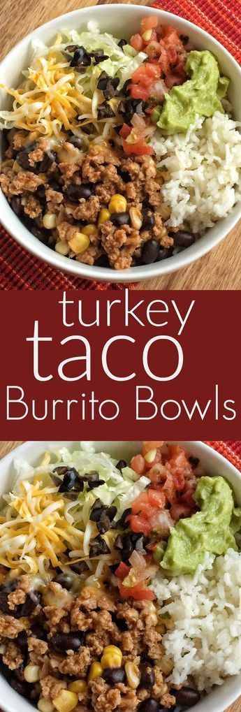 two white bowls filled with taco burrito bowls