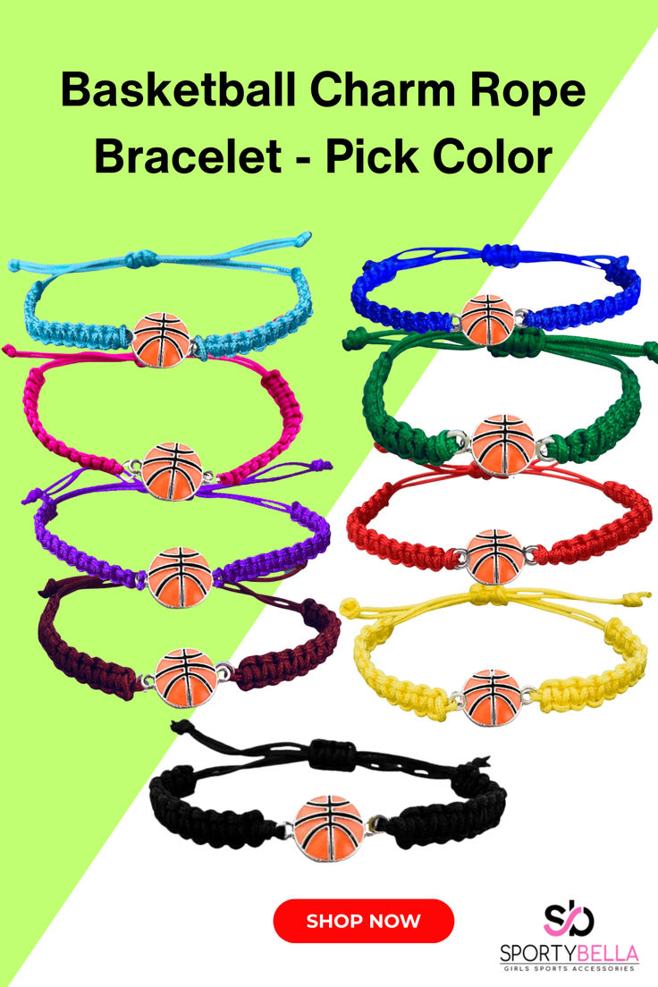 basketball charm rope bracelets and pick color